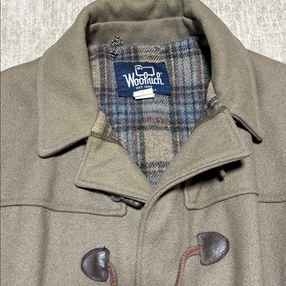 Vintage Men's L/XL Woolrich 100% Wool Sz 44 Brown/Taupe Pea Coat Rare color - Picture 2 of 8